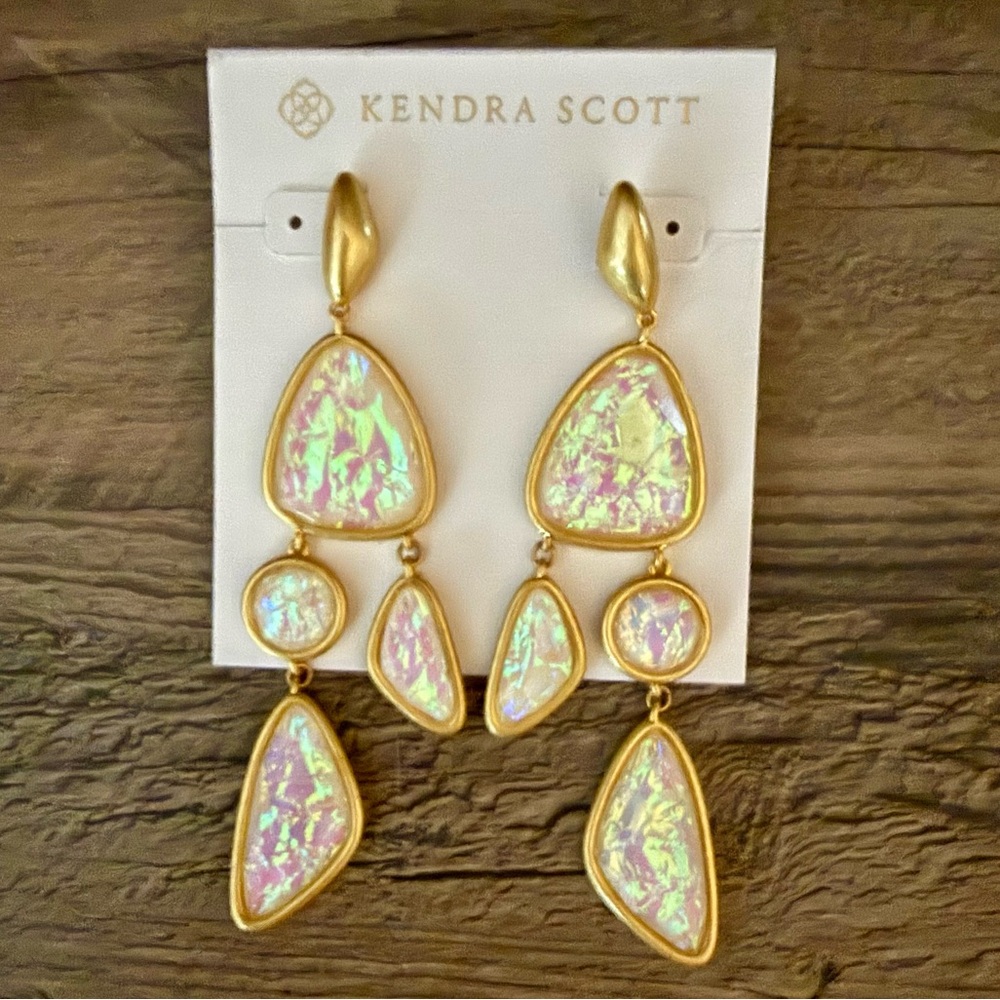 Gorgeous Margot Gold Abalone Statement Earrings - NWOT - Picture 1 of 4
